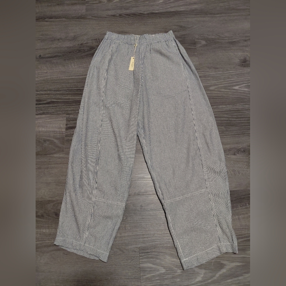 NWT Max Studio Blue Striped Pull On Pants Casual Comfortable Stylish